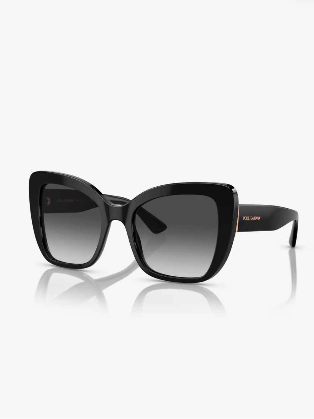 Dolce & Gabbana Black Oversized Cat-Eye Sunglasses with Gradient Lenses